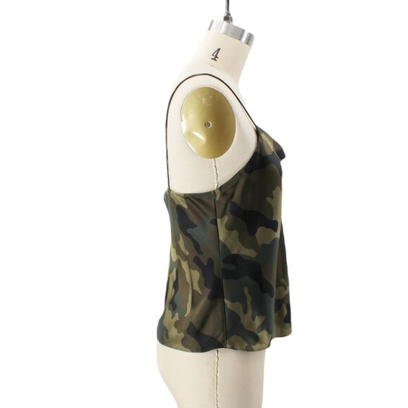 Alice + Olivia Harmon Top Camo Cami Drape Slip Tank Cowl Neck Camisole Green S - Picture 5 of 14